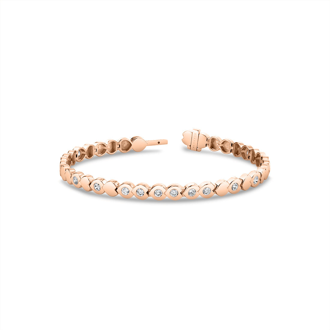 Shell Shape Spaced Bezel Diamond Bracelet