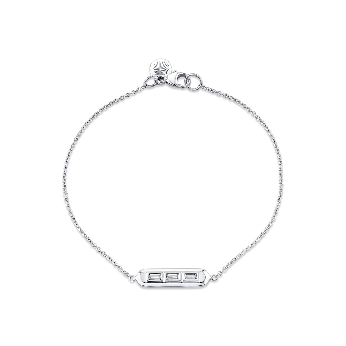 Shell Tip Bezel Baguette Diamond Bracelet
