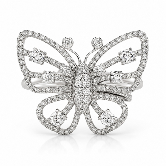 White Gold Diamond Butterfly Ring