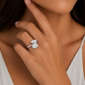 White Gold Pear and Oval Lab-Grown Diamond Toi et Moi Bypass Ring