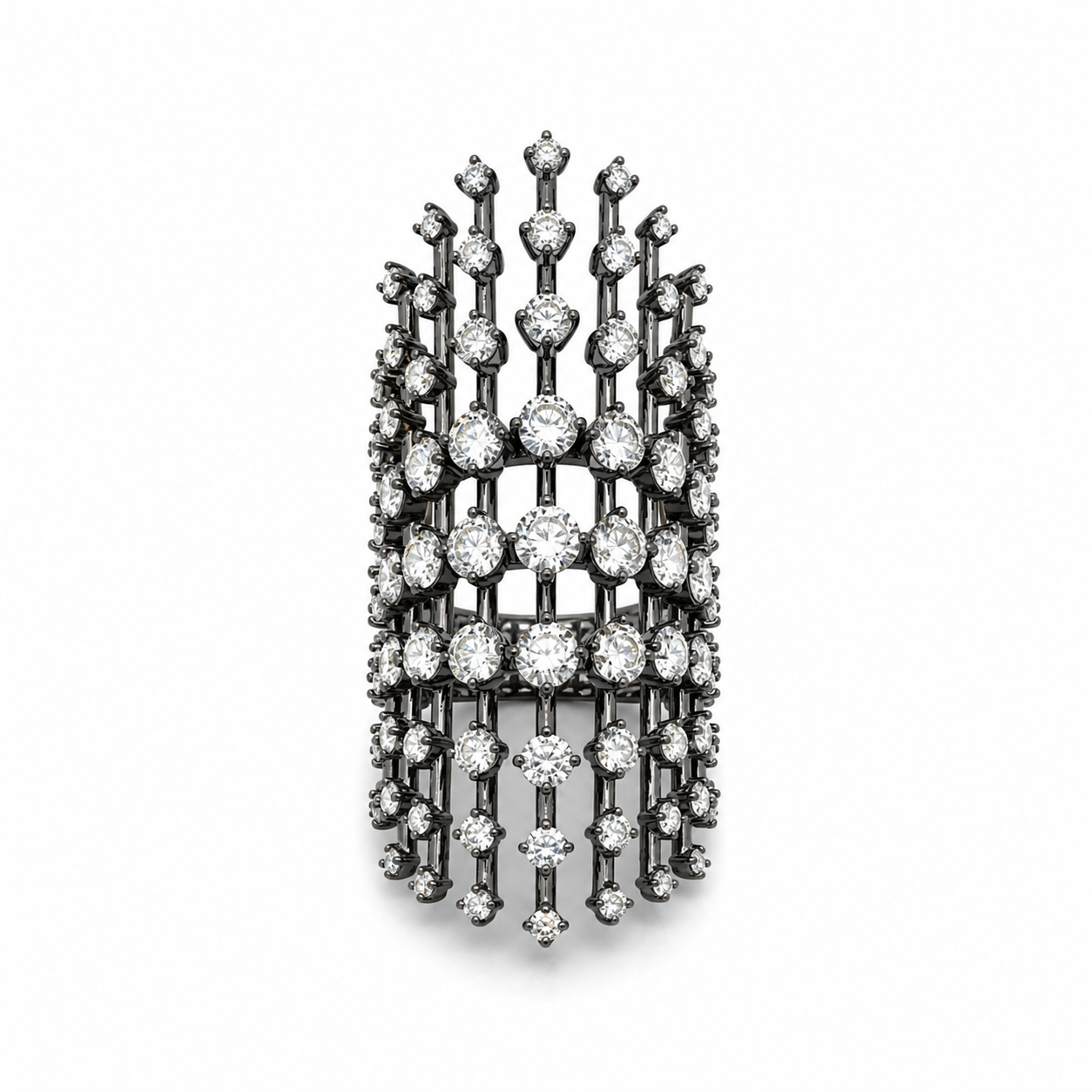 14K White Gold Diamond and Black Rhodium Cage Ring (5.62ctw)