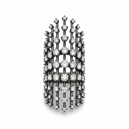 14K White Gold Diamond and Black Rhodium Cage Ring (5.62ctw)