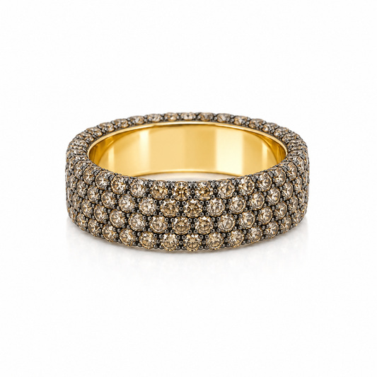 18K Yellow Gold Congac Pave Diamond Ring (3.43ctw)