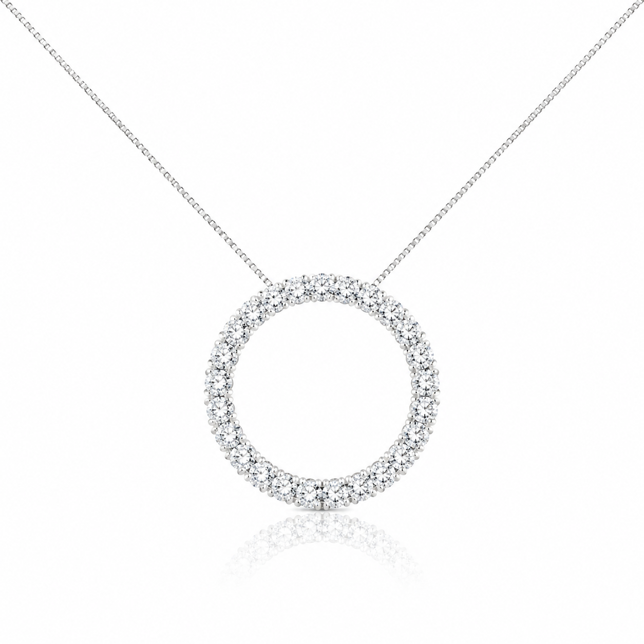 White Gold Pave Diamond Circle Frame Pendant