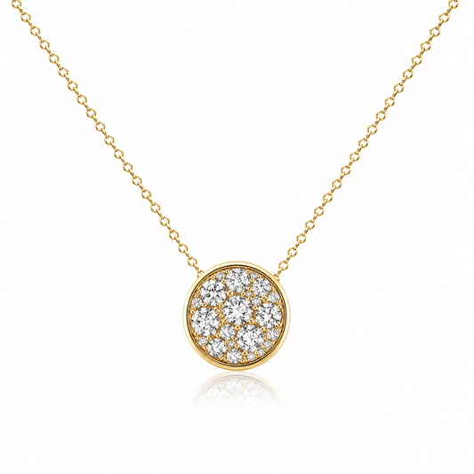 Yellow Gold Diamond Accented Circle Pendant