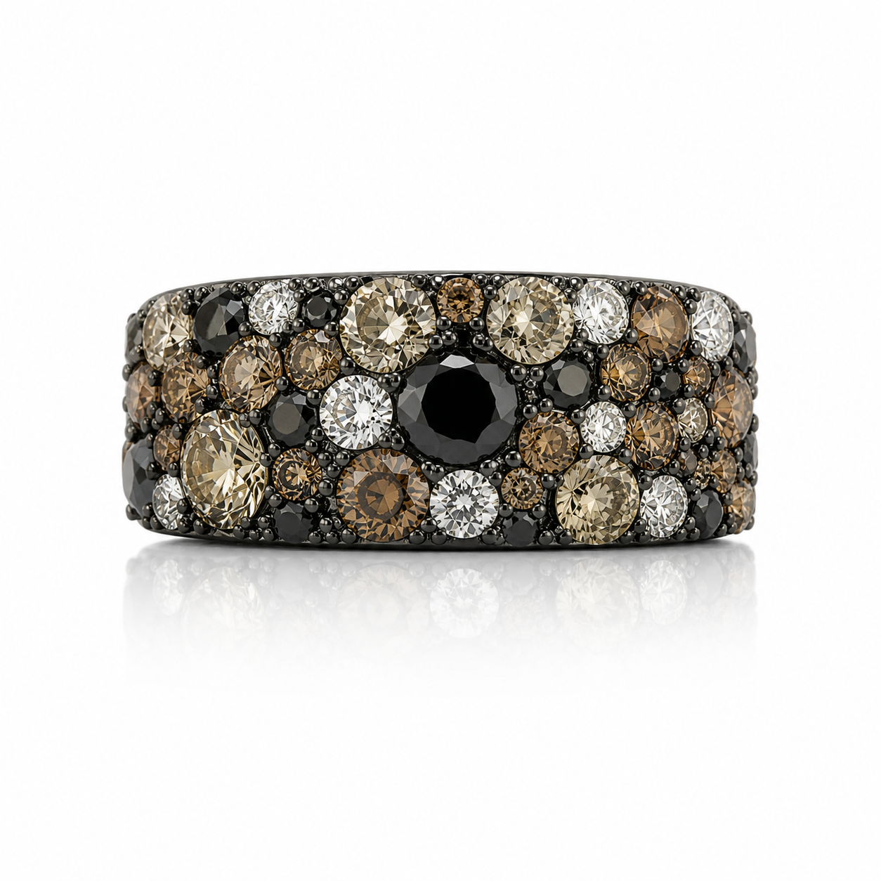 Rose Gold Fashion Ring With Black Rhodium and Fancy Colored Diamonds