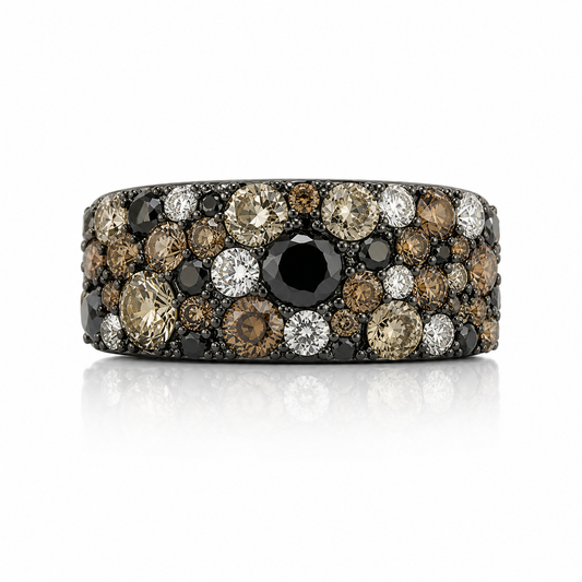 Rose Gold Fashion Ring With Black Rhodium and Fancy Colored Diamonds