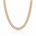Yellow Gold Cuban Link Diamond Necklace