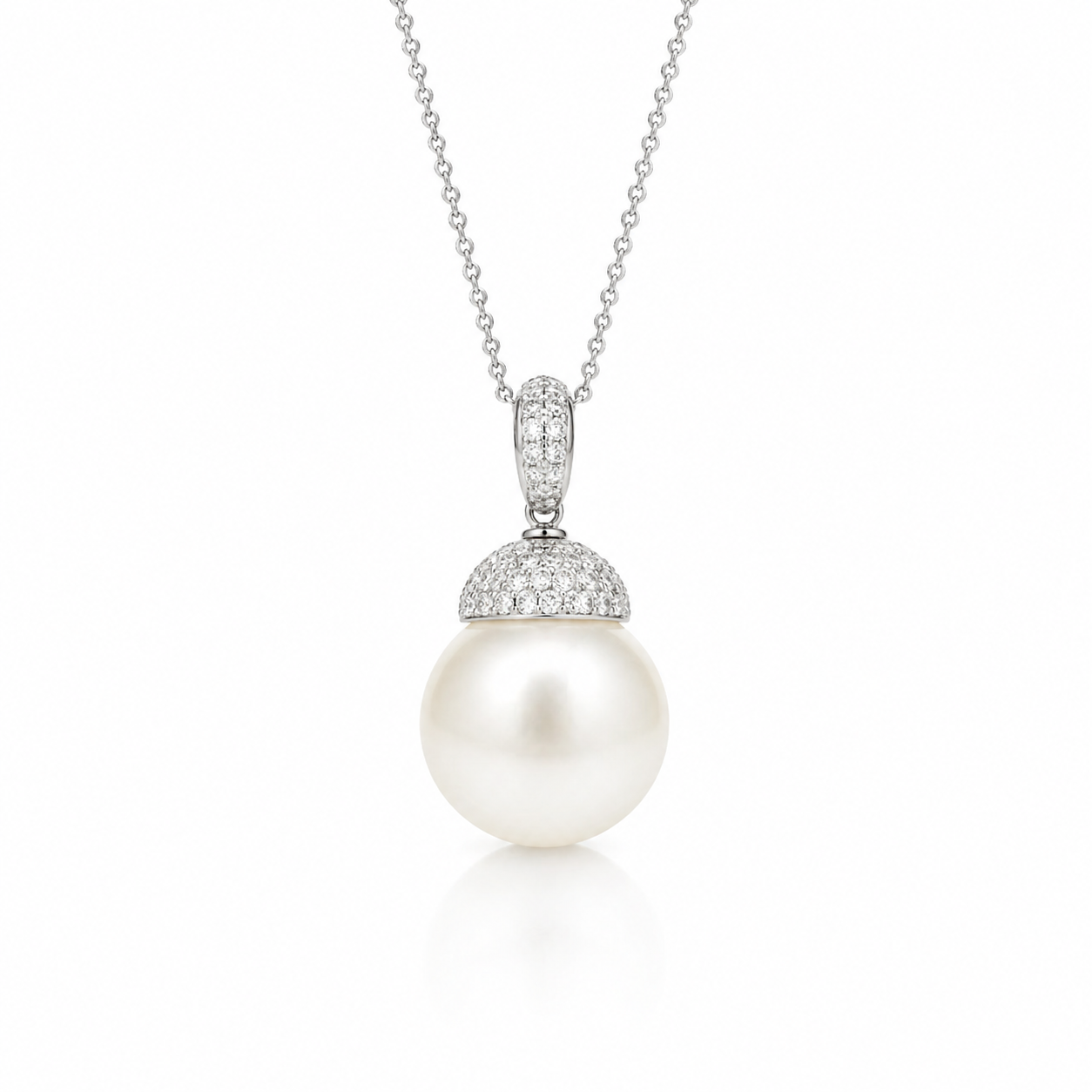 White Gold South Sea Pearl and Diamond Pendant