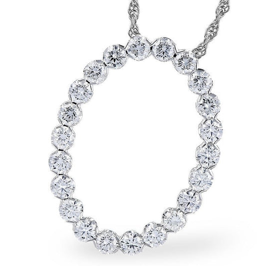 14K White Gold Diamond Circle Pendant (1ctw)