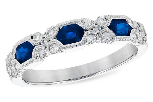 14K White Gold Oval Sapphire And Diamond Stackable Ring (1.00ctw)