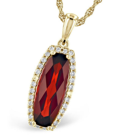 14K Yellow Gold Garnet And Diamond Pendant (1.87ctw) 