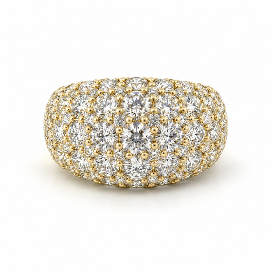 5.21 CTW Domed Pavé Lab Grown Diamond Cocktail Ring in 18K Yellow Gold
