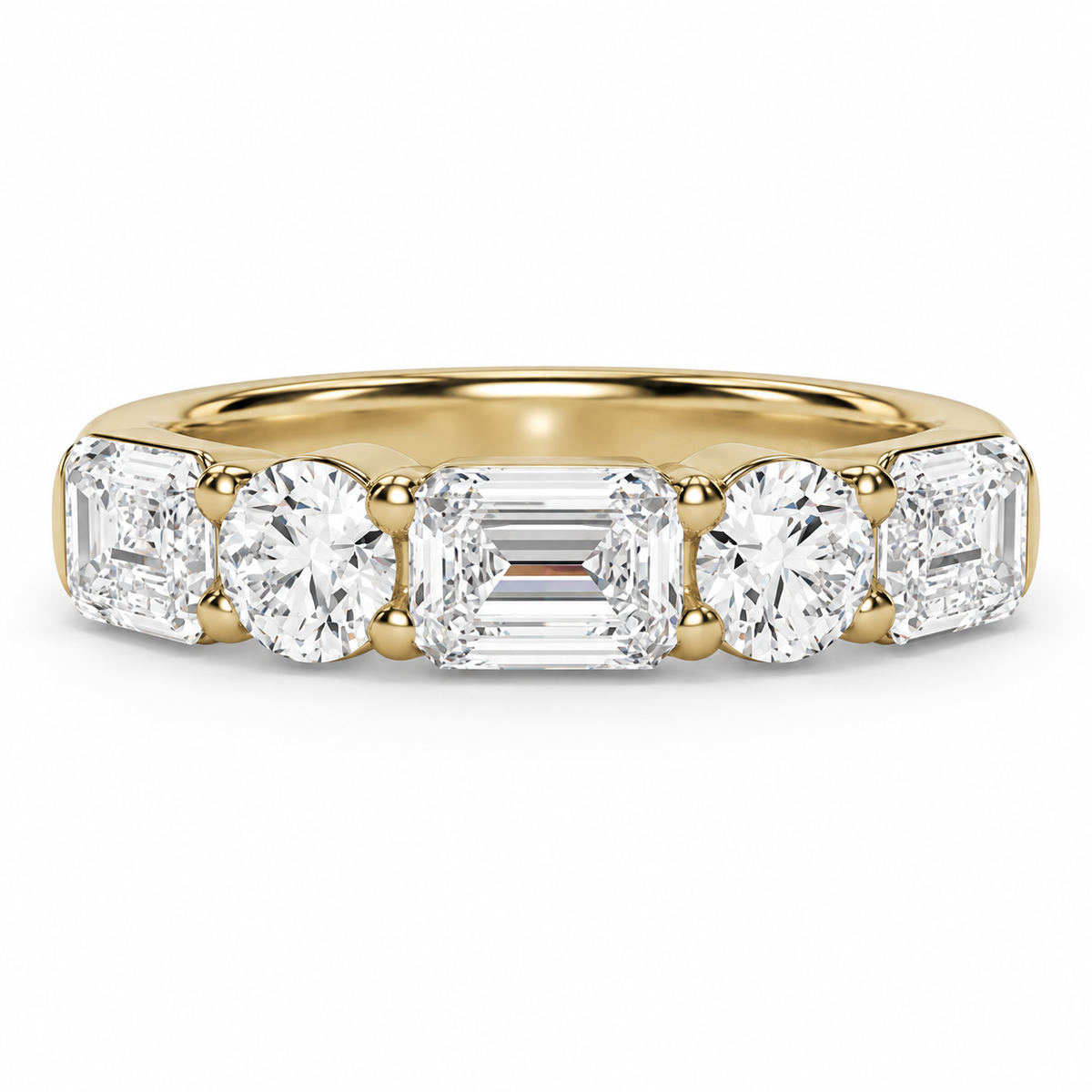 1.63 CTW Alternating Emerald Cut and Round Lab Grown Diamond Wedding Band in 14K Yellow Gold