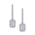 Classic Diamond Earrings with Emerald Cut Center Stone