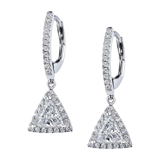 Classic Diamond Earrings with Trillion Shape Center