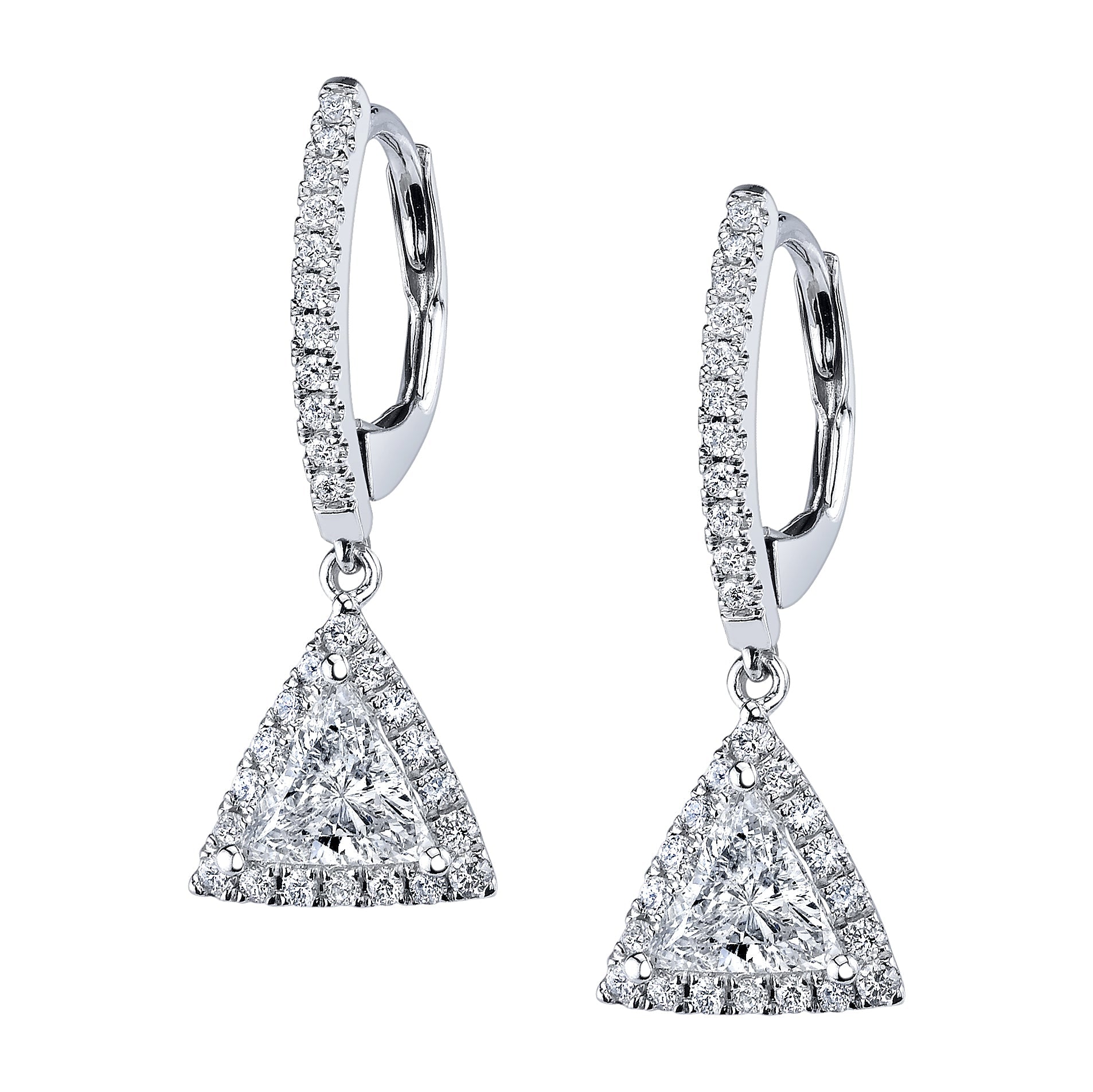 Classic Diamond Earrings with Trillion Shape Center