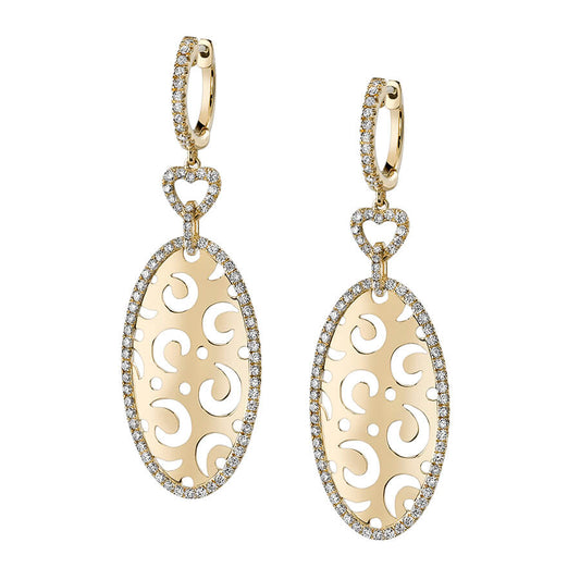 Modern Yellow Gold Diamond Earrings