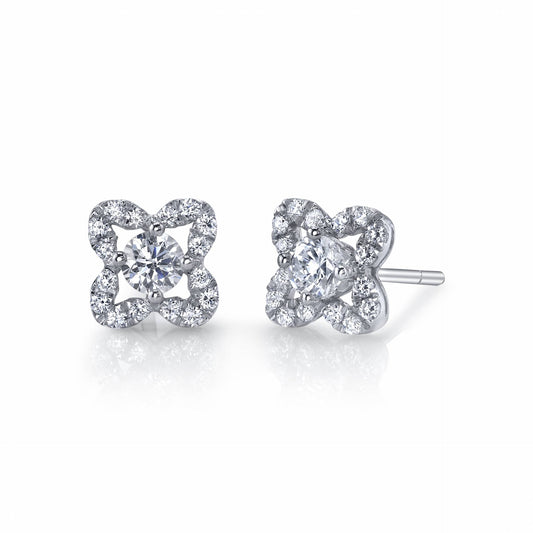 Stud Diamond Earrings with Floral Inspired Halo