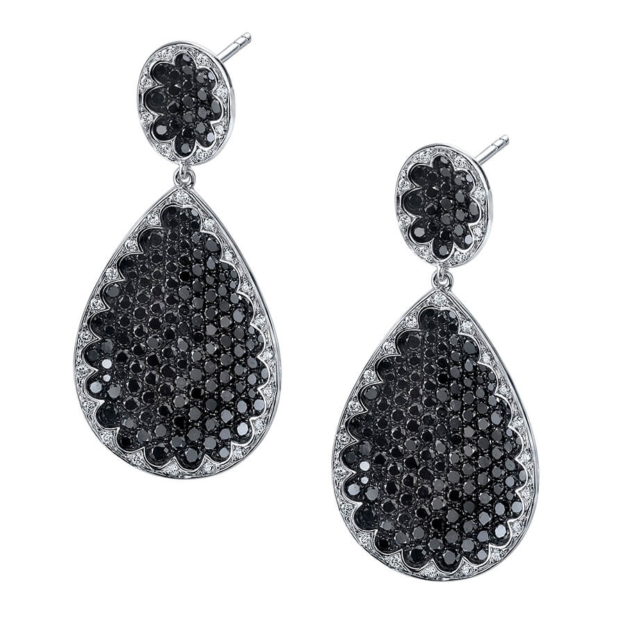 Modern Black Diamond Earrings