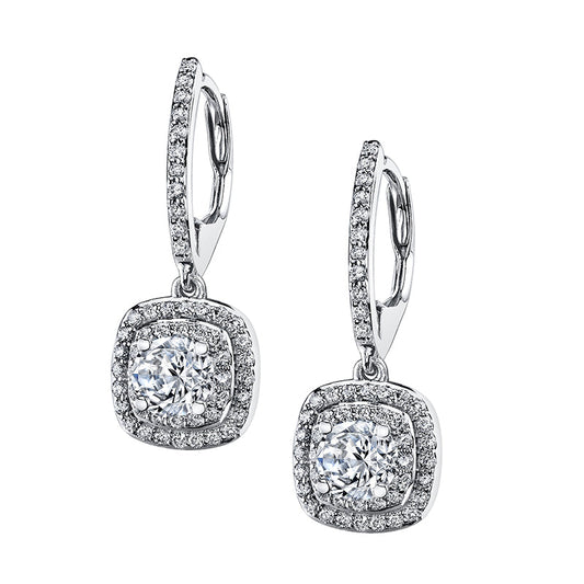 Double Halo Diamond Earrings