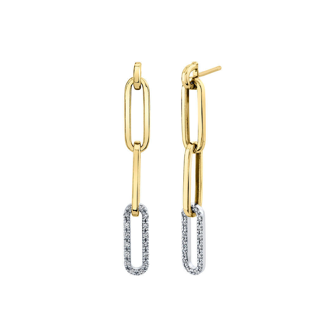 Diamond Paperclip Dangle Earrings