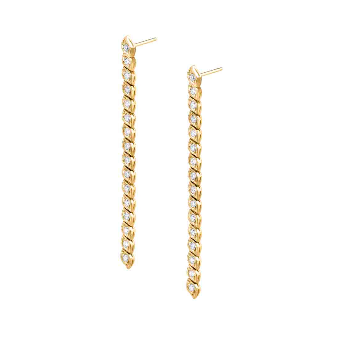Modern Diamond Drop Earrings with Milgrain Detail