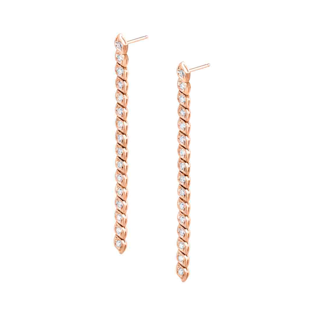 Modern Diamond Drop Earrings with Milgrain Detail