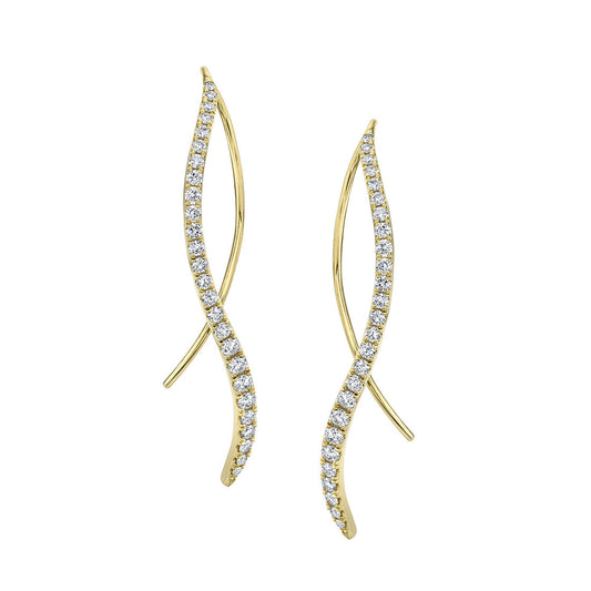 Diamond Fishhook Drop Earrings