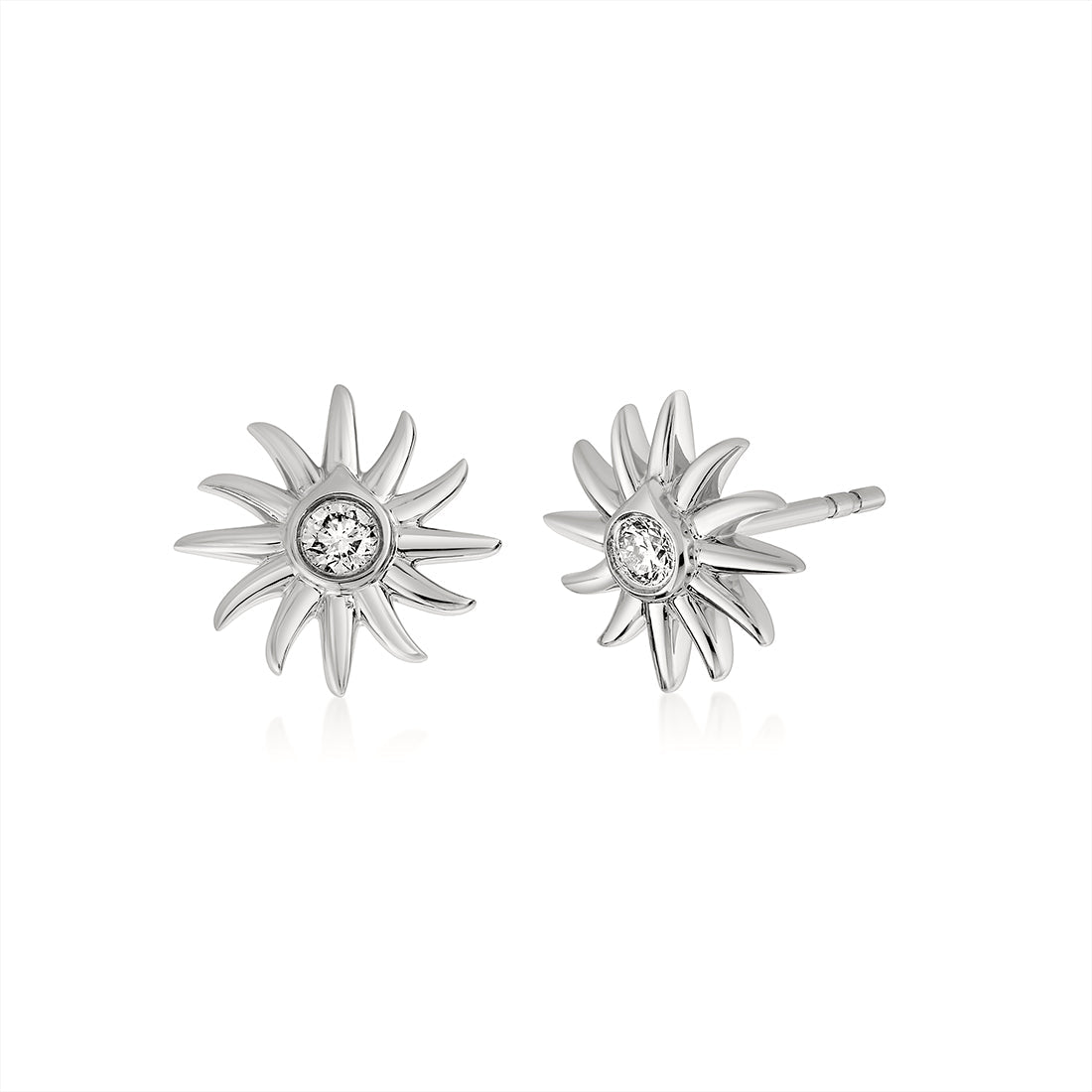 Solaz Bezel Shell Sun Diamond Earrings