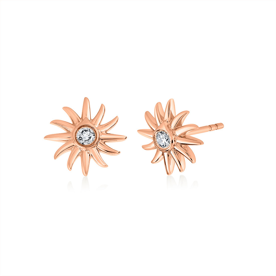 Solaz Bezel Shell Sun Diamond Earrings