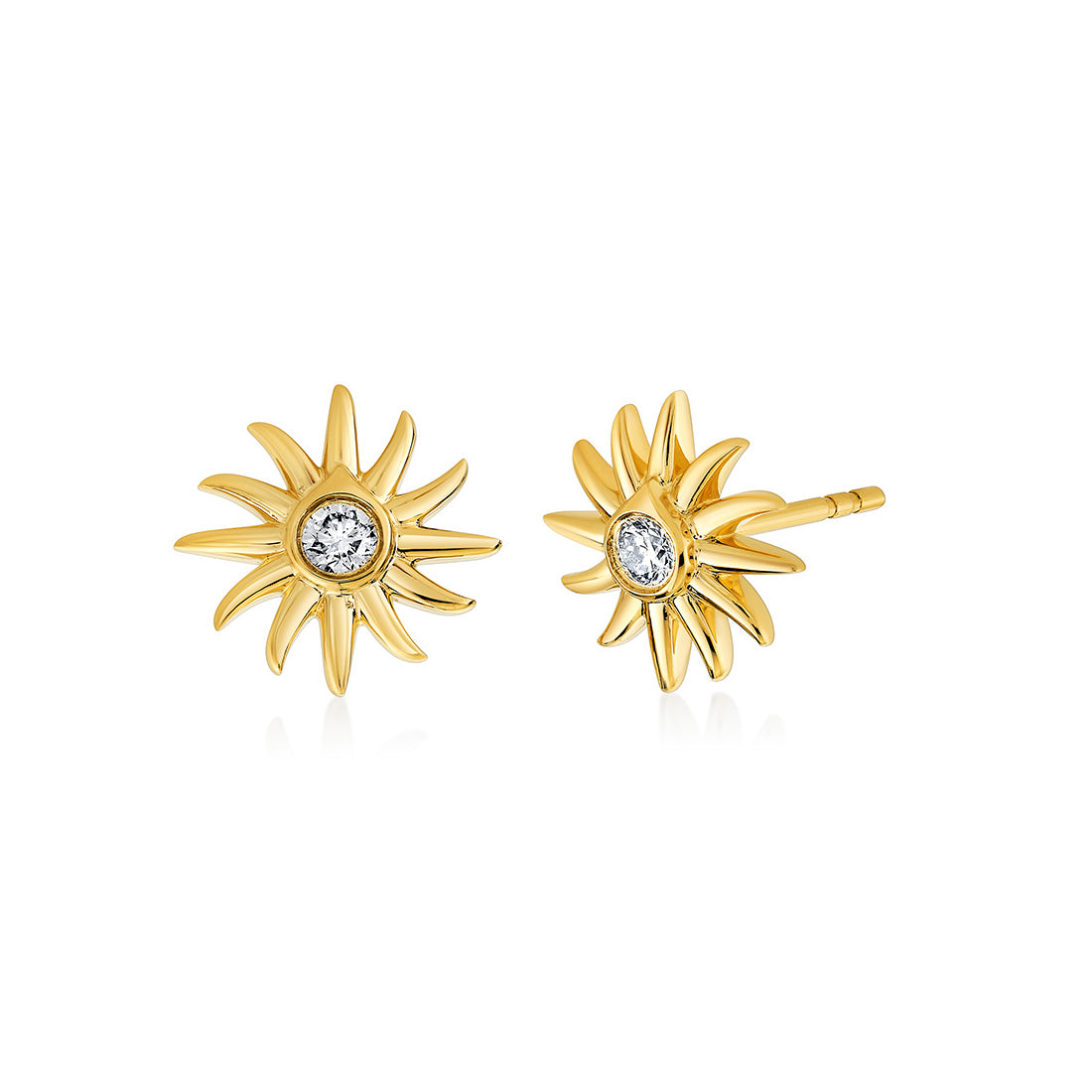 Solaz Bezel Shell Sun Diamond Earrings