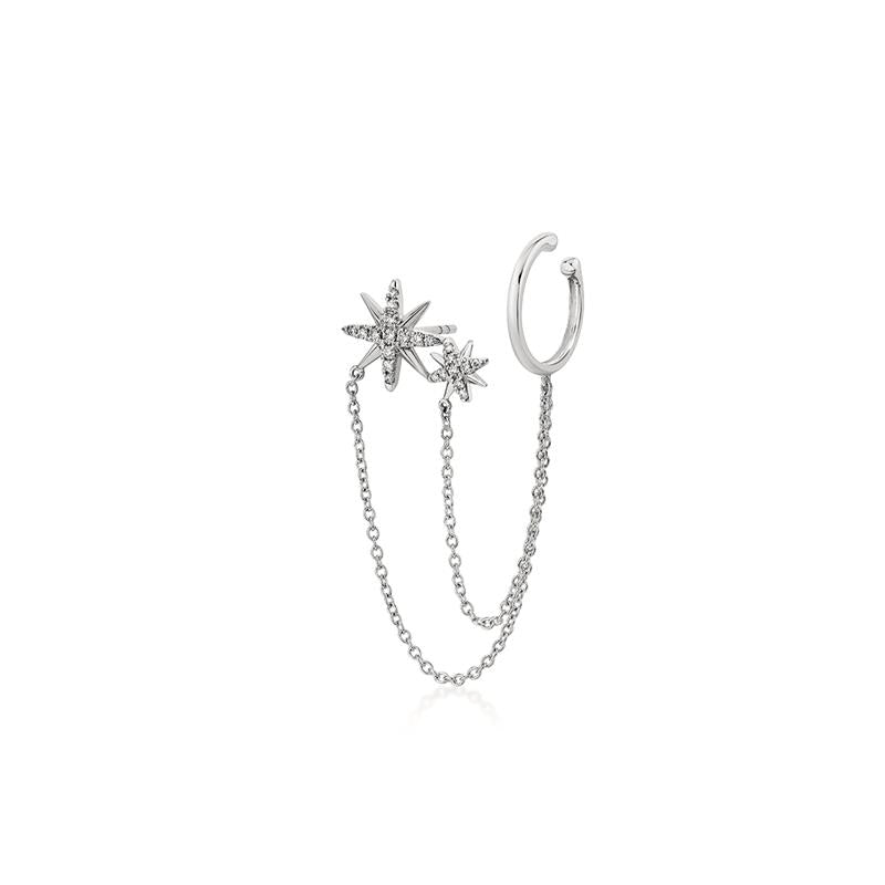 Solaz Sun Burst Diamond Earrings with Ear Cuff