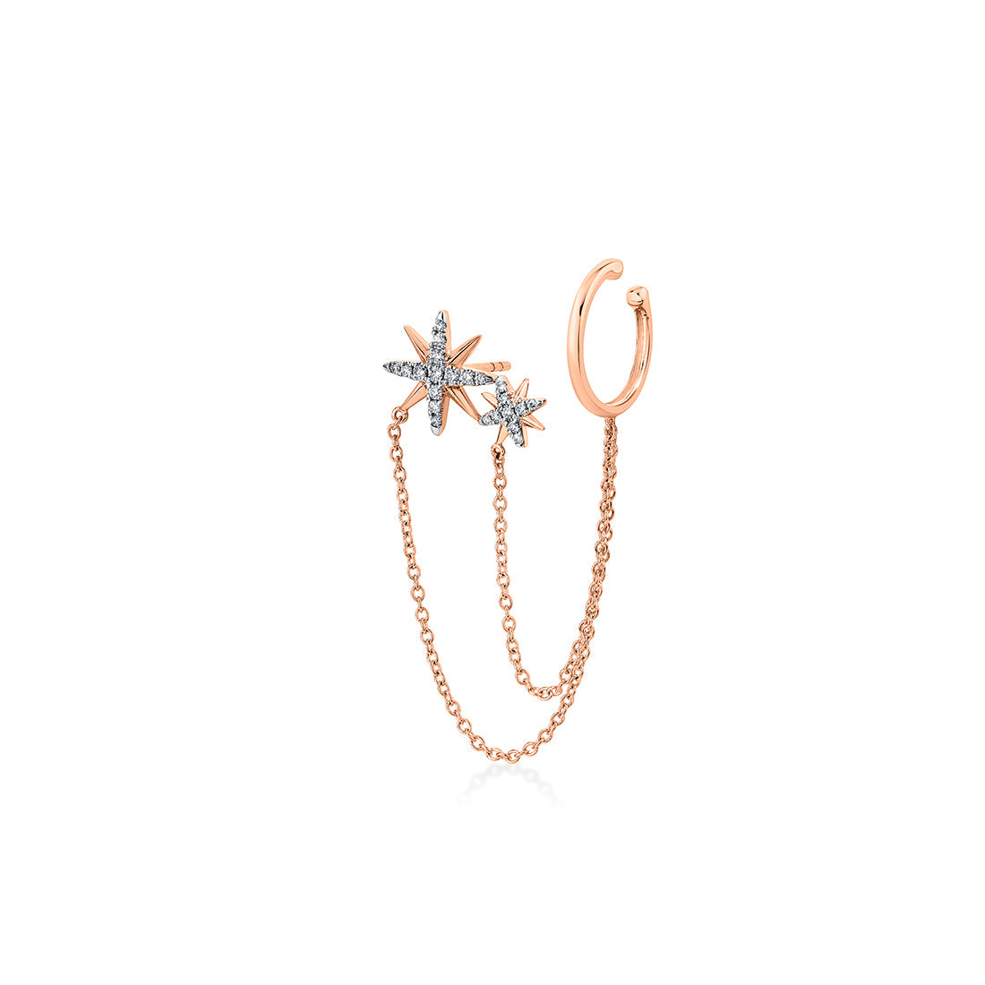 Solaz Sun Burst Diamond Earrings with Ear Cuff