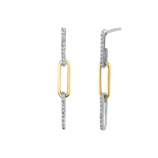 Eternelle Two Tone Diamond Paperclip Earrings