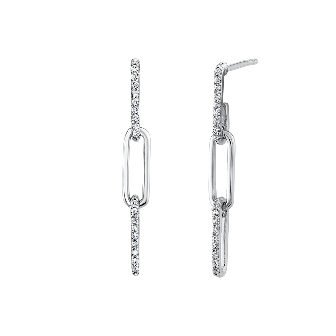 Eternelle Two Tone Diamond Paperclip Earrings