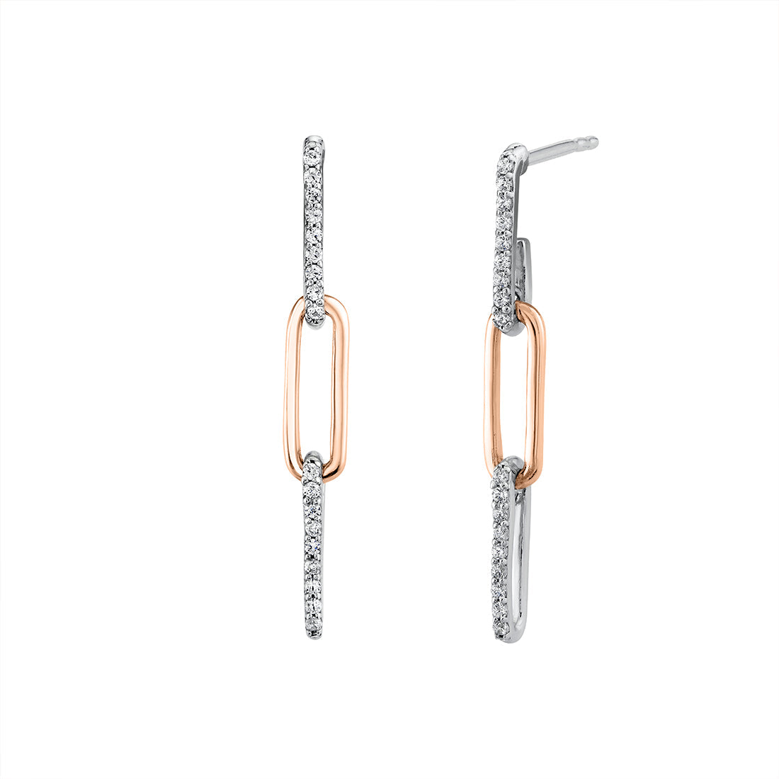 Eternelle Two Tone Diamond Paperclip Earrings