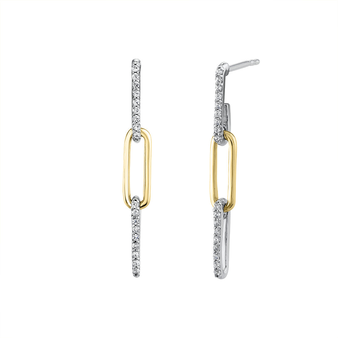 Eternelle Two Tone Diamond Paperclip Earrings