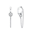 Diamond Shell Charm Chain Earrings