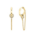 Diamond Shell Charm Chain Earrings