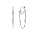 Shell Bezel Diamond Chain Earrings