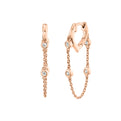 Shell Bezel Diamond Chain Earrings