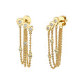 Shell Diamond Bezel Trio Chain Earrings