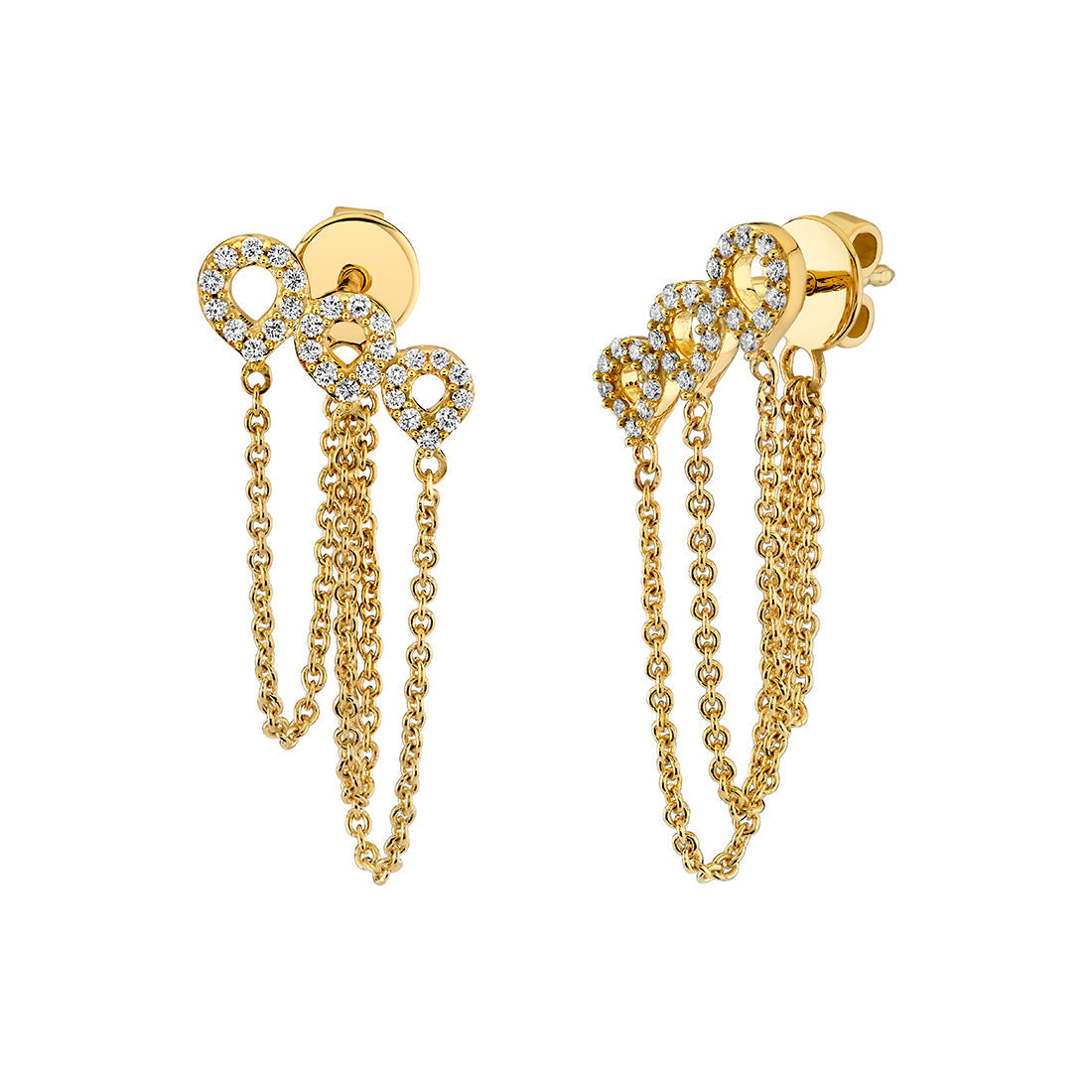 Diamond Shell Trio Chain Earrings