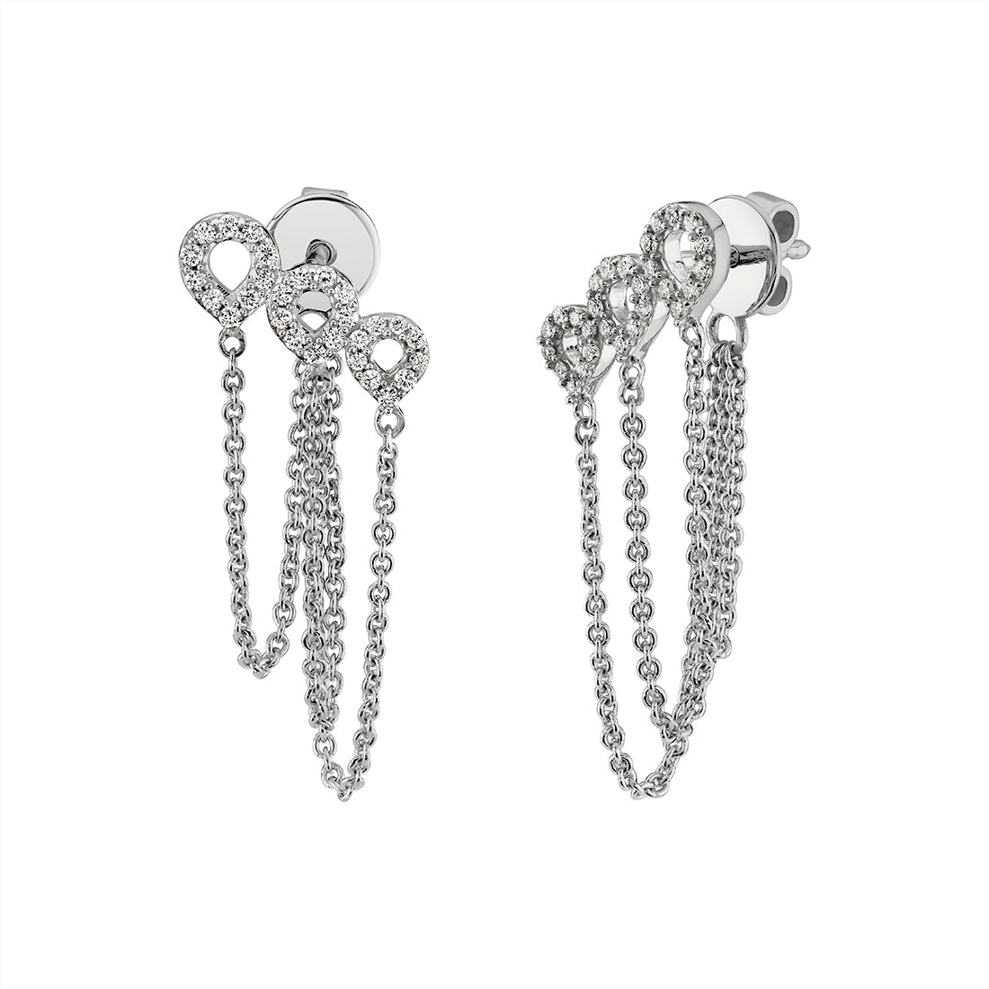 Diamond Shell Trio Chain Earrings