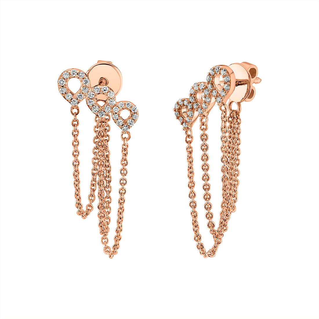 Diamond Shell Trio Chain Earrings