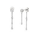 Shell Bezel Diamond Chain Earrings