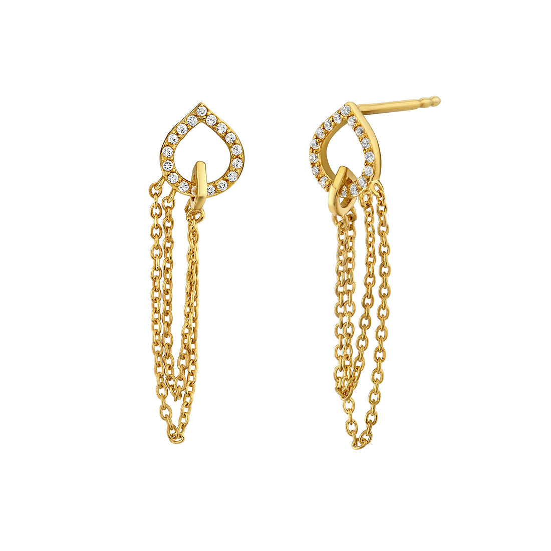 Diamond Shell Chain Earrings