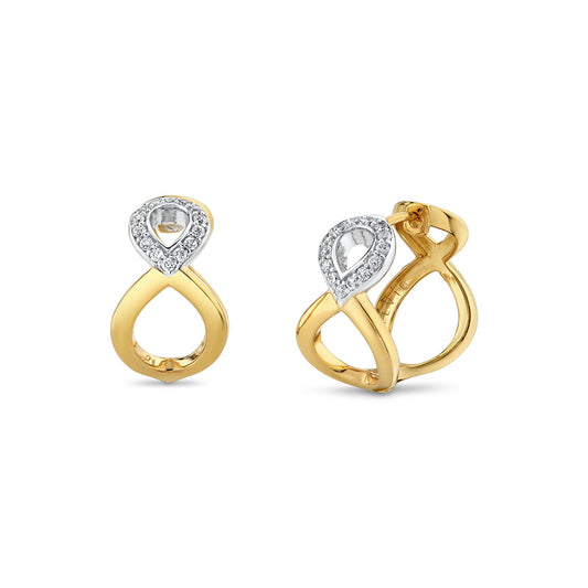 Auravie Shell Shaped Two Tone Diamond Hoop Earrings