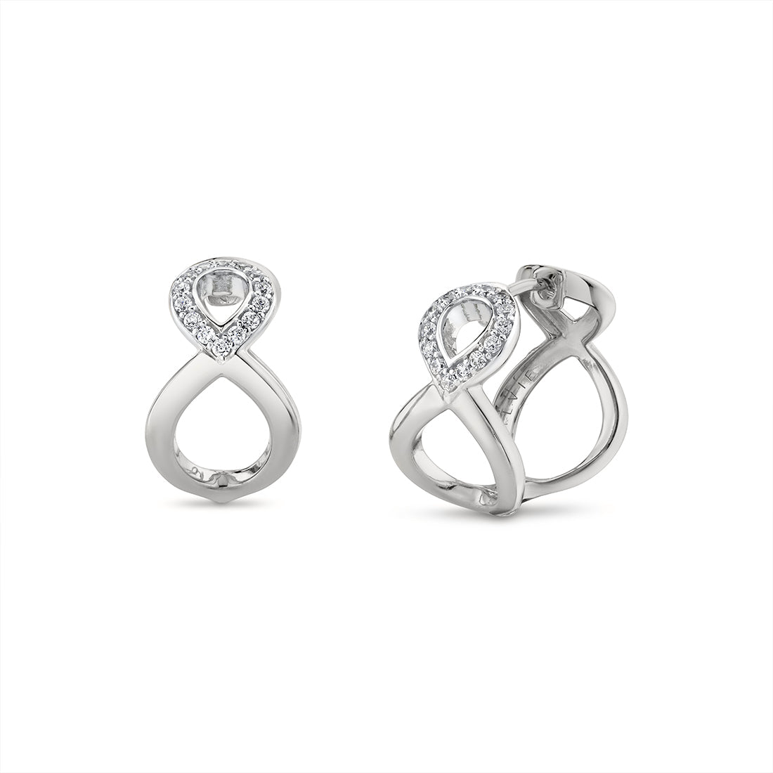 Auravie Shell Shaped Two Tone Diamond Hoop Earrings
